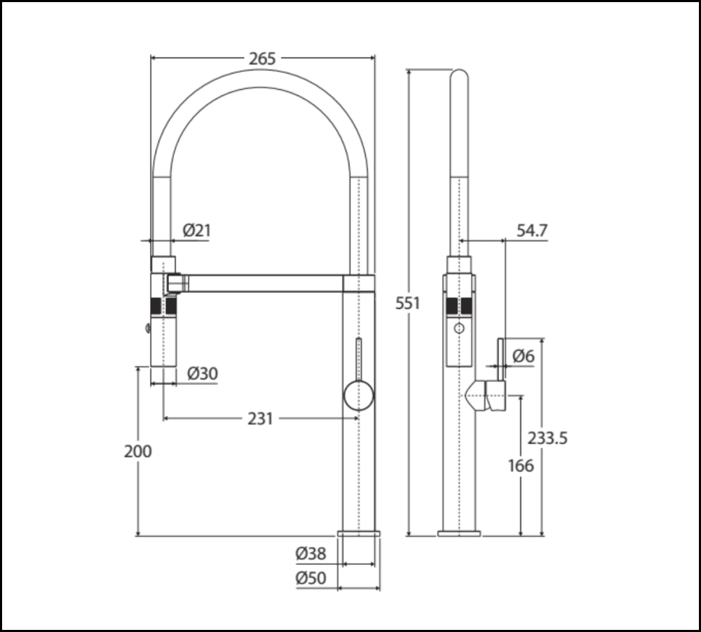Fienza Kaya 228109B Matte Black Pull Down Mixer Tap Kitchen Taps
