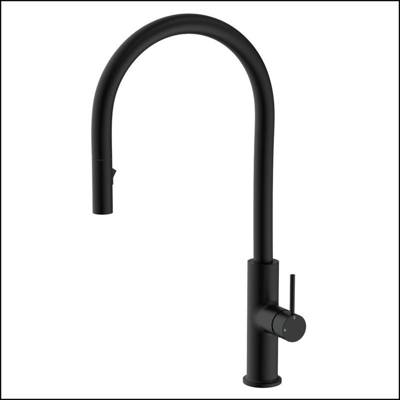 Fienza Kaya Pull Out Sink Mixer Matte Black 228108B Kitchen Taps