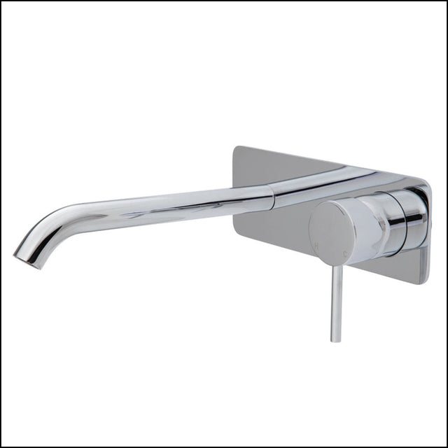 Fienza Kaya Wall Basin/Bath Mixer Set Square Plate 200Mm Outlet 228106-200 Bathroom Mixers