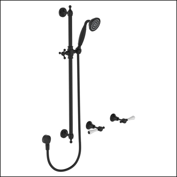 Fienza Lillian Lever Rail Shower Set Matte Black 339103Bk Showers