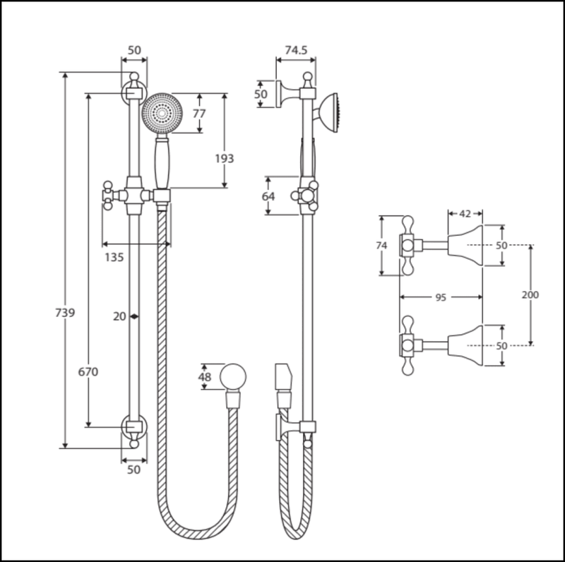 Fienza Lillian Rail Shower Set Brushed Nickel 336103Bn Showers