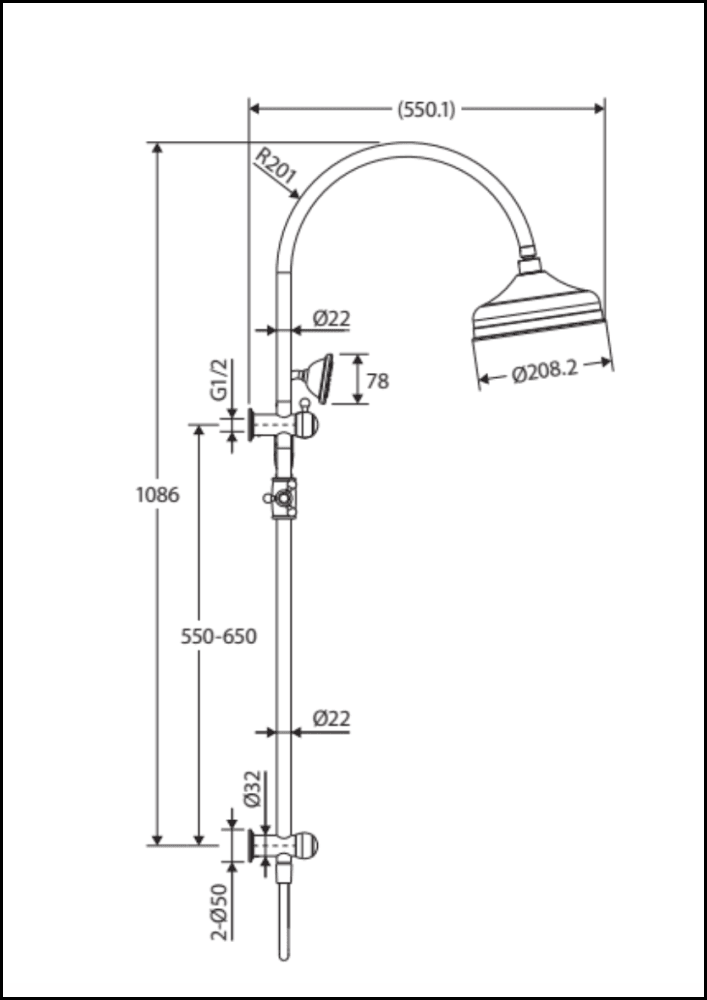 Fienza Lillian Twin Shower Matte Black 455114B Showers