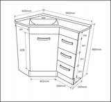 Fienza Pc6090 Corner 600X900 Vanity Unit White - Special Order Units