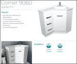 Fienza Pc9060 Corner 600X900 Vanity Unit White - Special Order Units