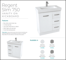 Fienza Regent Slim 75Vkw 750Mm White Vanity - Special Order Units