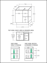 Fienza Sc75Zkl 750Mm Crystal Pure Undermount Stone Top Vanity Unit With Kickboard Fingerpull Left