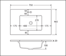 Fienza Sc75Zkr 750Mm Crystal Pure Undermount Stone Top Vanity Unit With Kickboard Fingerpull Right