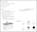 Fienza Sc90Cl 900Mm Crystal Pure Undermount Stone Top Fingerpull Vanity Unit On Kickboard Left