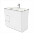 Fienza Sc90Cl 900Mm Crystal Pure Undermount Stone Top Fingerpull Vanity Unit On Kickboard Left