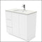 Fienza Sc90Cl 900Mm Crystal Pure Undermount Stone Top Fingerpull Vanity Unit On Kickboard Left