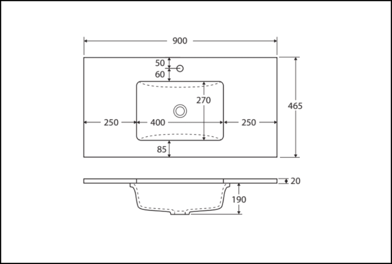 Fienza Sc90Cl 900Mm Crystal Pure Undermount Stone Top Fingerpull Vanity Unit On Kickboard Left