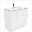 Fienza Sc90Cr 900Mm Crystal Pure Undermount Stone Top Fingerpull Vanity Unit On Kickboard Right