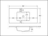 Fienza Sc90Fr 900Mm Crystal Pure Undermount Stone Top Fingerpull Wall Hung Vanity Unit Right Drawers