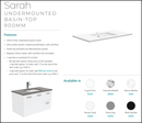 Fienza Sc90Zl 900Mm Crystal Pure Undermount Stone Top Fingerpull Wall Hung Vanity Unit Left Drawers