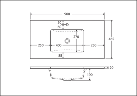 Fienza Sc90Zr 900Mm Crystal Pure Undermount Stone Top Fingerpull Wall Hung Vanity Unit Right Drawers