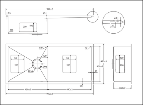 Fienza Single Bowl Drainer Kit - Stainless Steel 68404Kit Top Mounted Kitchen Sinks