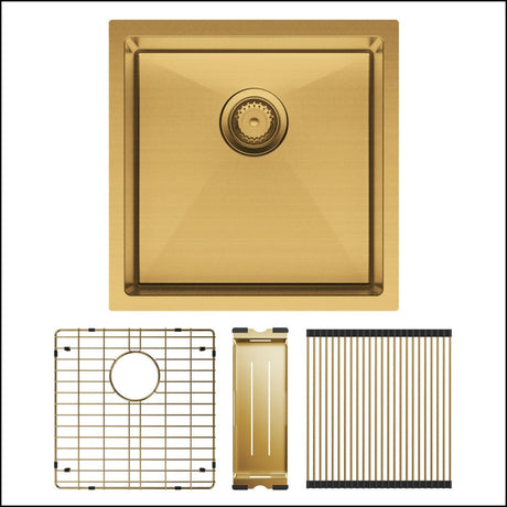 Fienza Single Bowl Kitchen Sink Kit - Rugged Brass 68401Rbkit Top Mounted Sinks