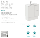 Fienza Siska 75Dfkr Slim 750Mm Satin White Vanity Unit With Kickboard Right Drawers - Special Order