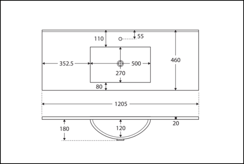 Fienza Tcl120X 1200Mm Dolce Edge Industrial Wall Hung Vanity - Special Order Units