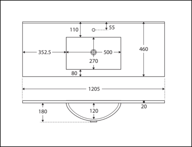 Fienza Tcl120Xk 1200Mm Dolce Edge Industrial Vanity On Kickboard - Special Order Units