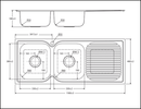 Fienza Tiva 68107R 1180 Double Kitchen Sink With Drainer Right Bowl - Special Order Top Mounted