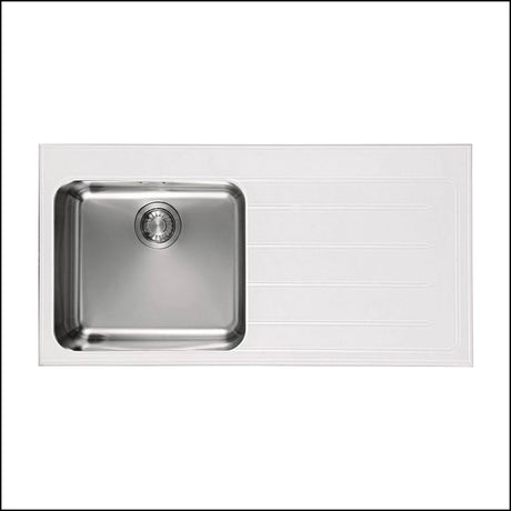 Franke Epos Eov611Rhdwh Single Bowl Stainless Steel And White Glass Sink - Ex Display Top Mounted