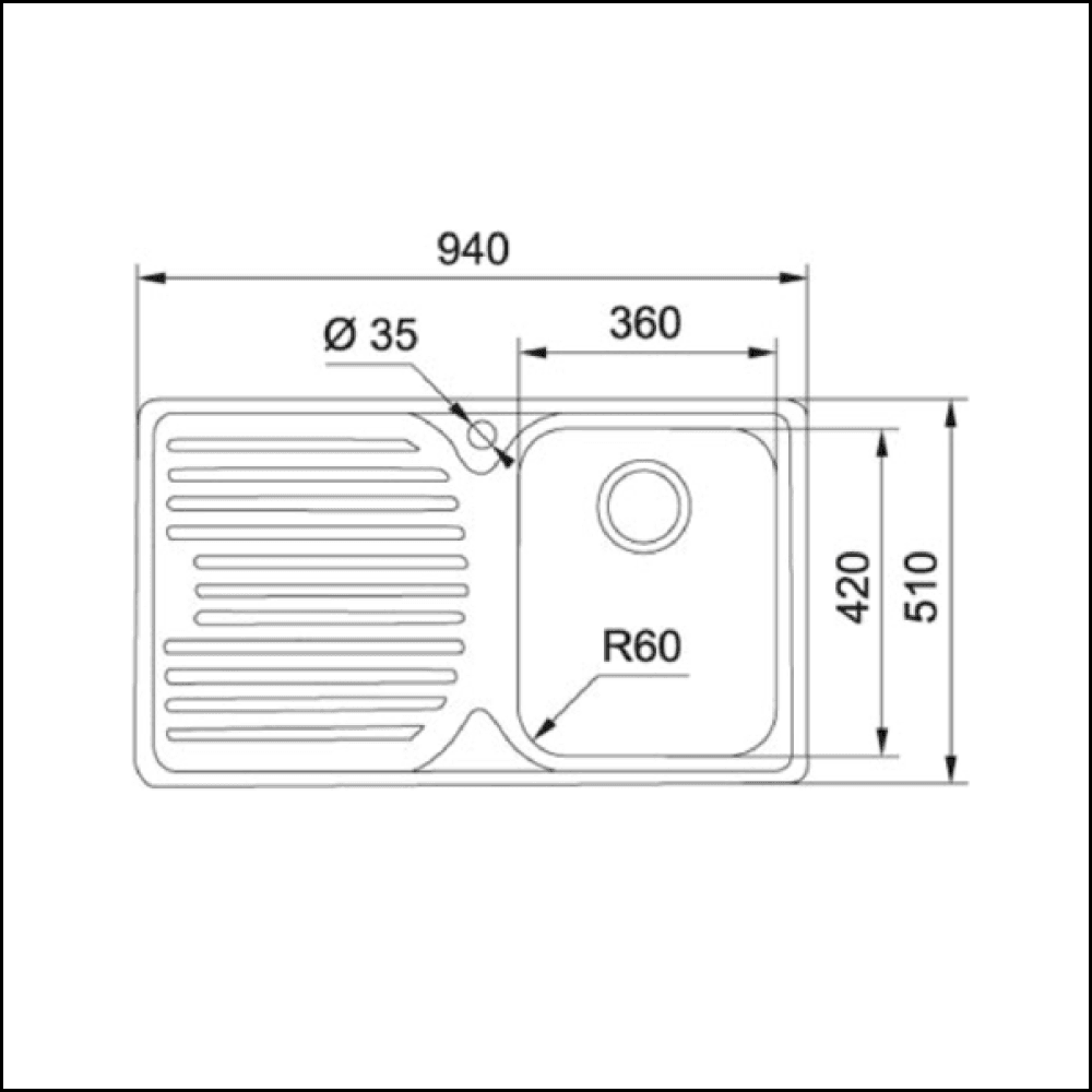 Franke PACIFIC PFX611RHD Single Bowl Sink SA Appliance Warehouse