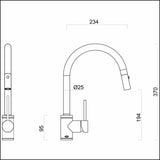 Gareth Ashton Kta037-316-Br 316 Brushed Stainless Steel Gooseneck Pull Out Kitchen Mixer Taps