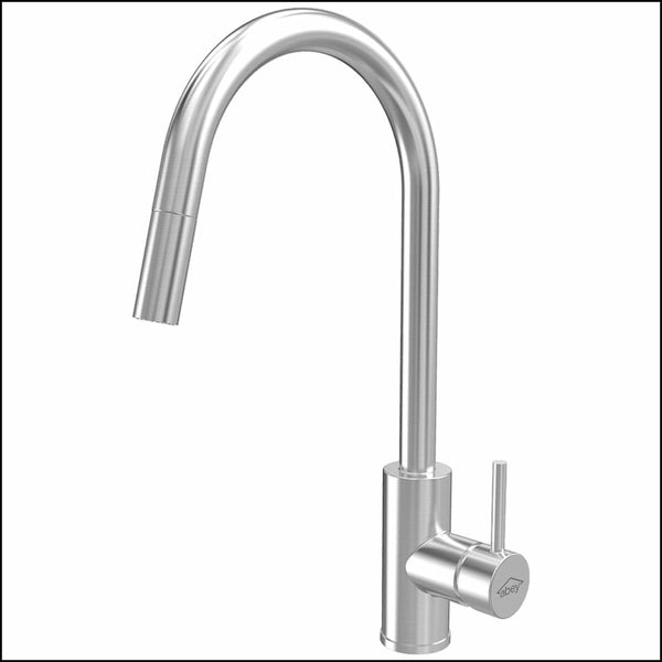 Gareth Ashton Kta037-316-Br 316 Brushed Stainless Steel Gooseneck Pull Out Kitchen Mixer Taps