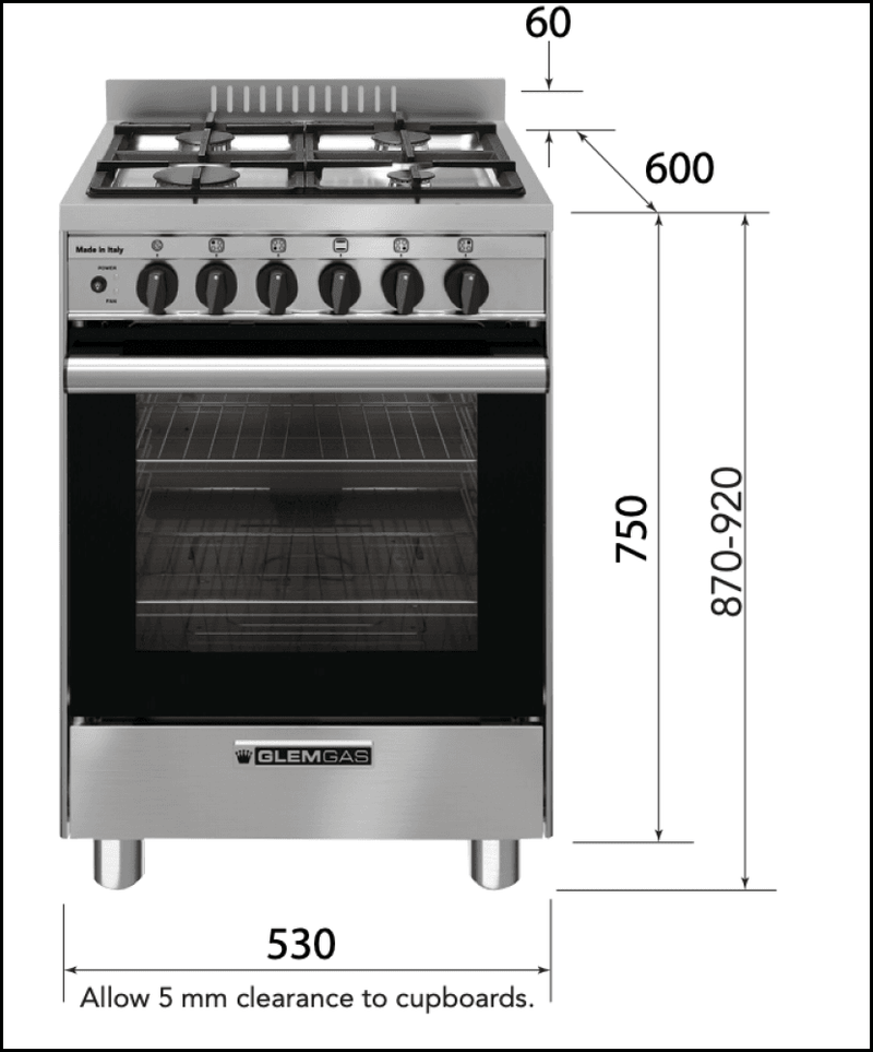 Glem Gb534Ge 53Cm Dual Fuel Stove With Air Fryer - Order In Stoves