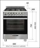 Glem Gb664Ge 60Cm Stainless Steel Italian Made Dual Fuel Stove Stoves