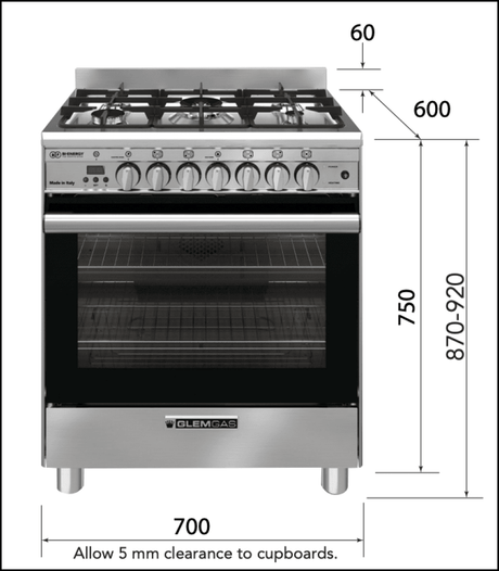 Glem Gb765Dop 70Cm Gas Stove - Order In