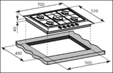 Inalto Icgw70S 70Cm 5 Burner Stainless Steel Gas Cooktop