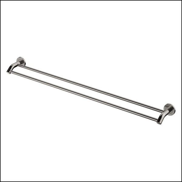 Kaya 900Mm Double Towel Rail Brushed Nickel 82808Bn Bathroom Accessories