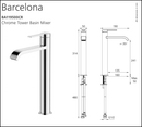 Oliveri Barcelona Ba119500Cr Chrome Basin Tower Mixer Mixers