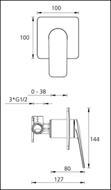 Oliveri Pa100500Bn Paris Brushed Nickel Wall Mixer Bathroom Mixers