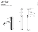 Oliveri Venice Ve103500Cr Chrome Curved Basin Mixer Mixers