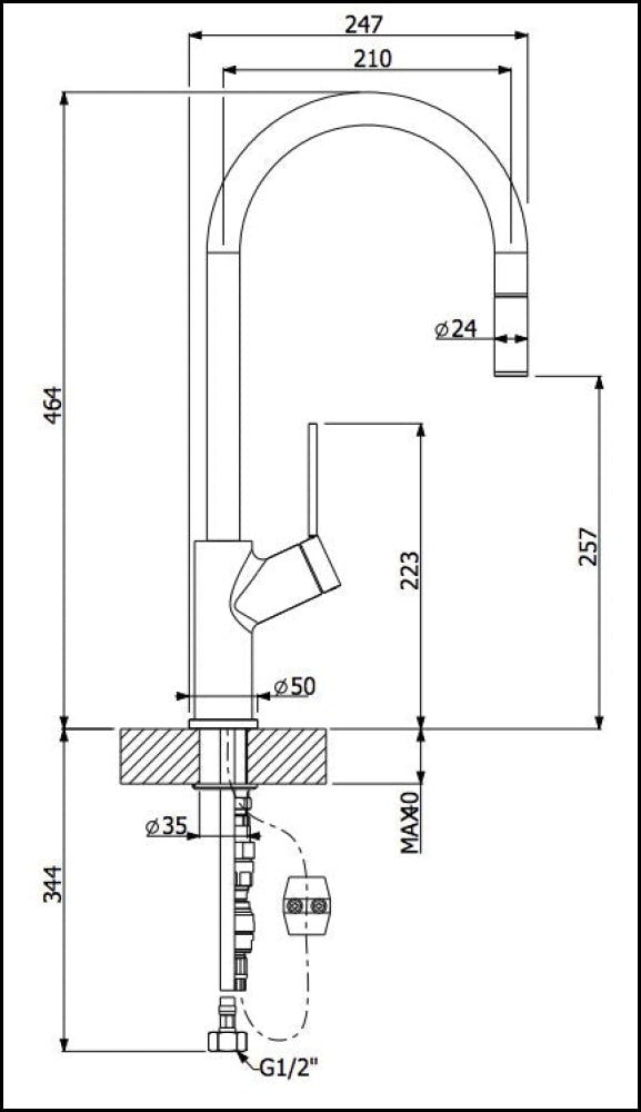 Oliveri Vt0398C-Black Vilo Pull Out Mixer Tap Kitchen Taps