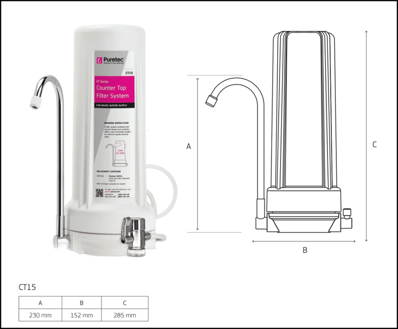 Puretec Ct15 Counter Top Drinking Water Filter System With Gc051 Cartridge - Special Order Caravan