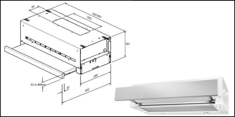 Robinhood Ro61Ss/Wh/80 60Cm Slide Out Undercupboard Rangehood