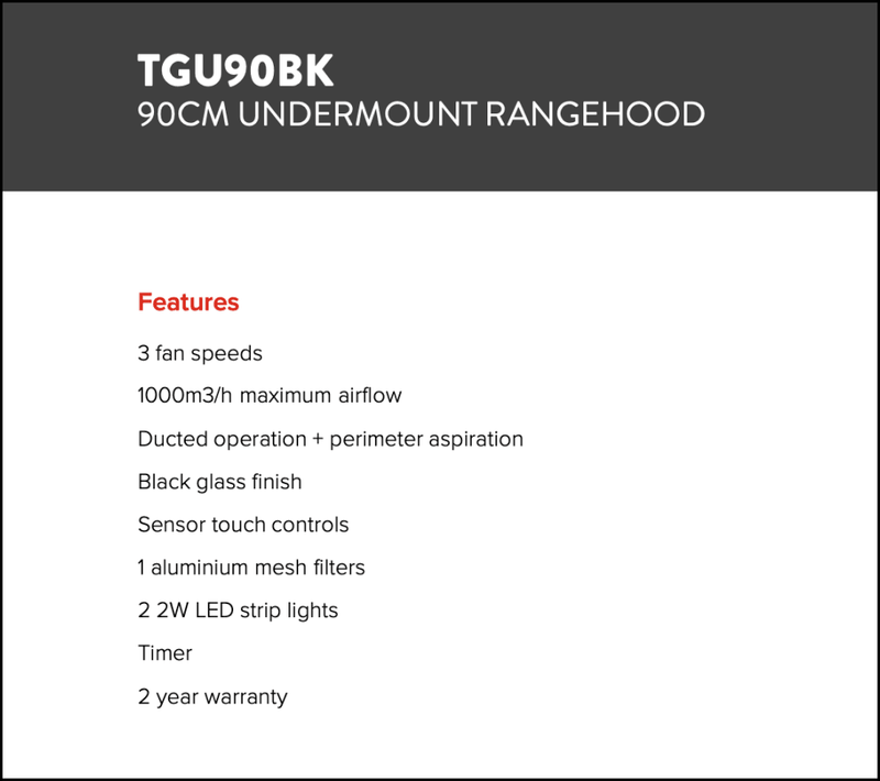 Technika 90cm deals black undermount rangehood