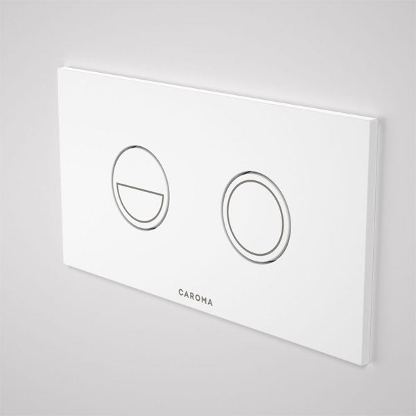 Caroma Invisi Series II Round Dual Flush Metal Plate & Buttons - White 237088WHWH - Special Order