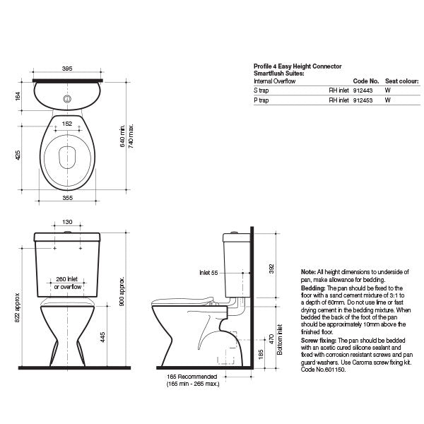Caroma Profile 4 Easy Height Connector Toilet Suite - Special Order