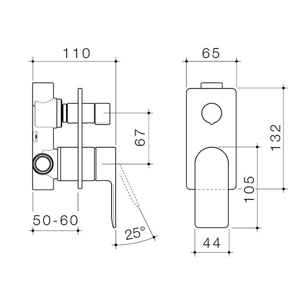 Caroma Urbane II Bath/Shower Mixer with Diverter Rectangle Gunmetal 99657GM - Special Order