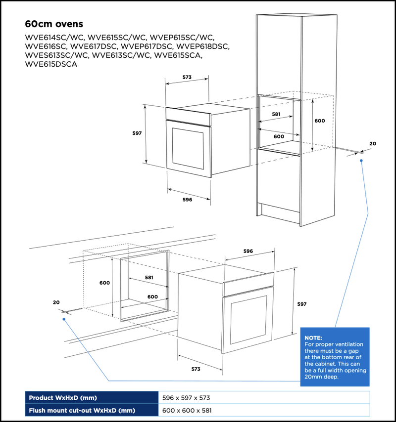 Westinghouse WVE615SC 60m Electric Oven SA Appliance Warehouse